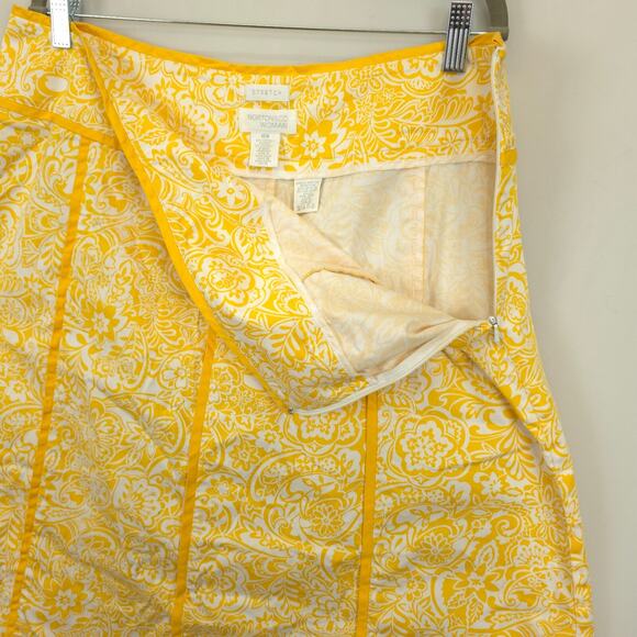 Norton A Line Skirt Stretch Side Zip Trim Seaming Women 16W Yellow Floral Summer - Picture 10 of 13